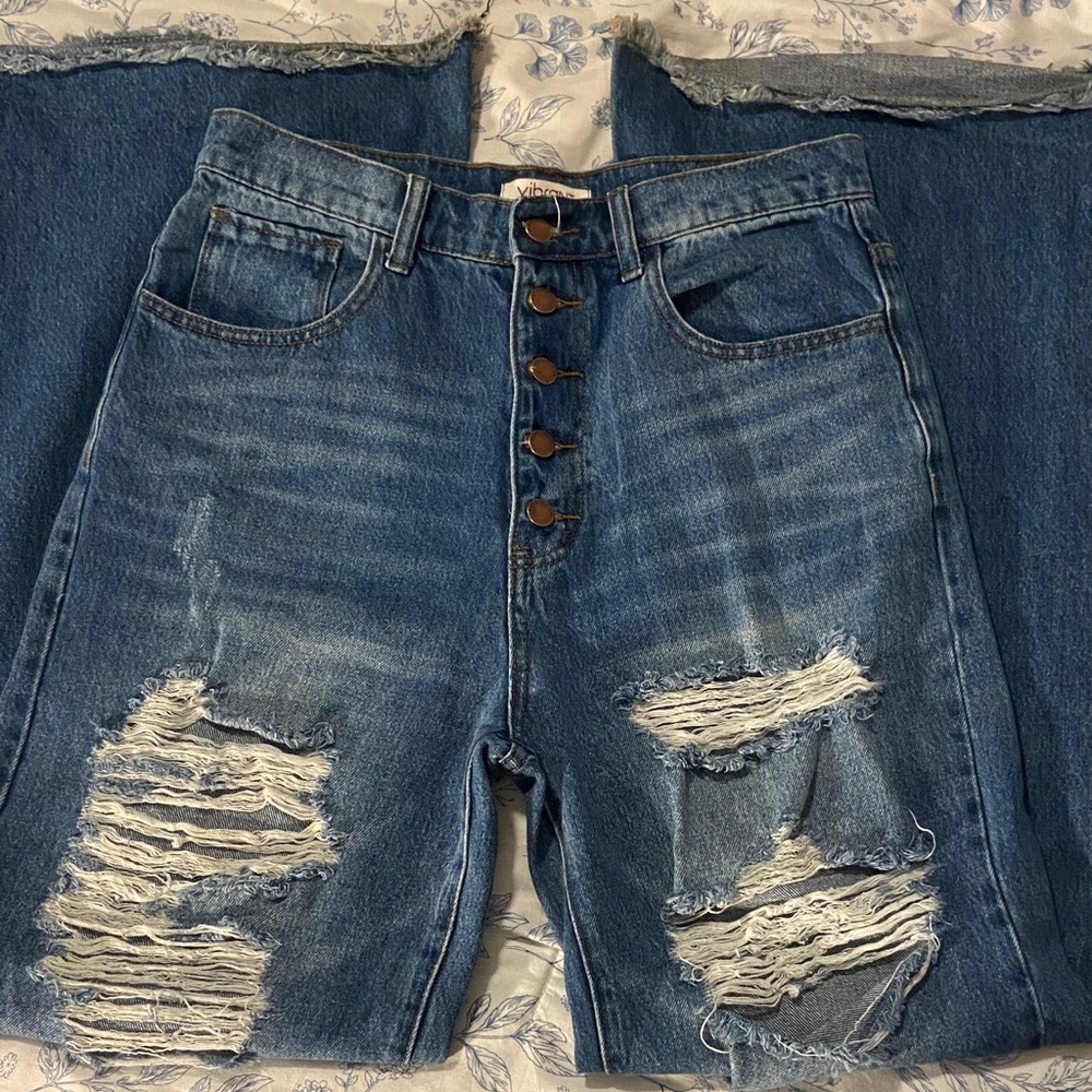 Vibrant miu High Rise Distressed Denim Jeans